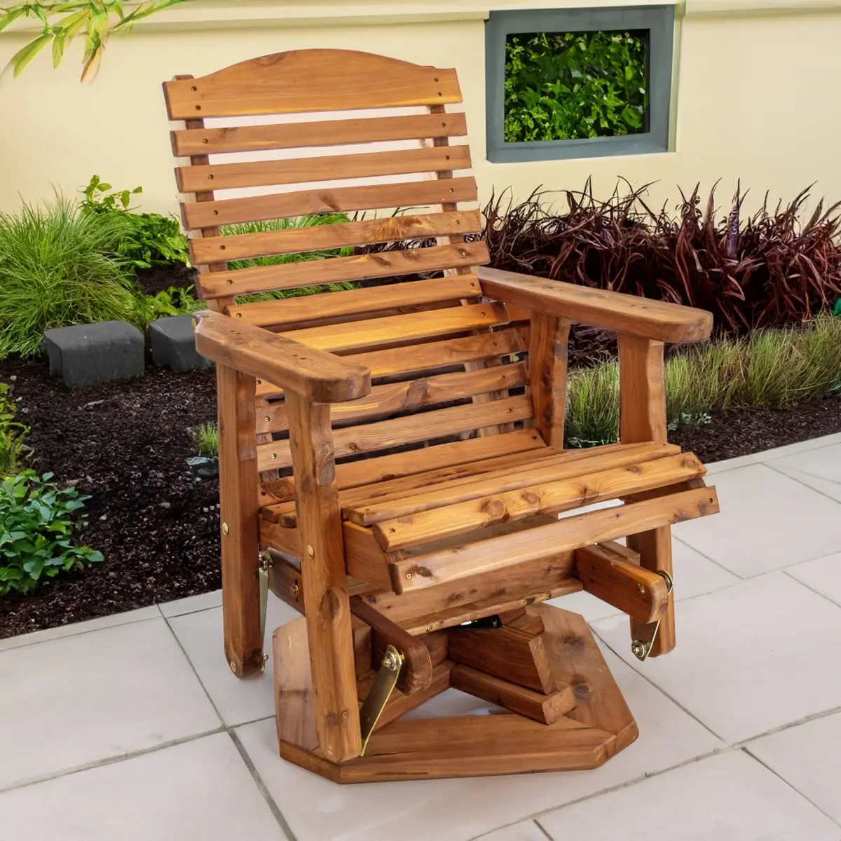 American Furniture Classics MM121 Slat Back Swivel Chair, Brown