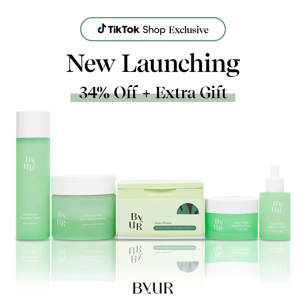[ByUR] 3X Calming Bundle Set - 5 Steps Korean Skincare Soothing Calming Care for Sensitive and Acne-Prone Skin Pore Refining and Clogged Pores Oil Control, Mother's Day Gift