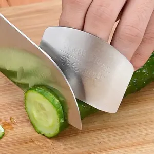 Metal Finger Guard: Safely slice veggies with this reusable kitchen essential. Compact Utensils Smoother