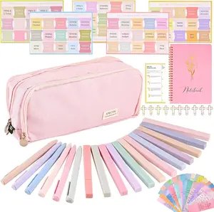 Bible Journaling Kit, Bible Study Supplies with 18 No Bleed Highlighters & Pens, 30 Index Tabs, Notebook, Pencil Case, Annotation Kit for Women, Christian Gift, Valentines Day Gift for Her