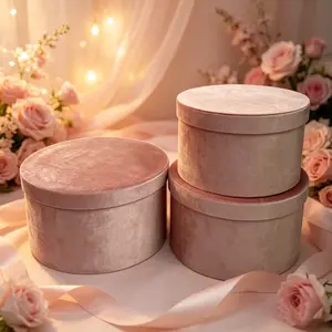 Velvet Round Gift Box Set, Fruit Flower Packaging, Birthday Valentine Wedding Party Gifts, Elegant Ceremony Gift Boxes