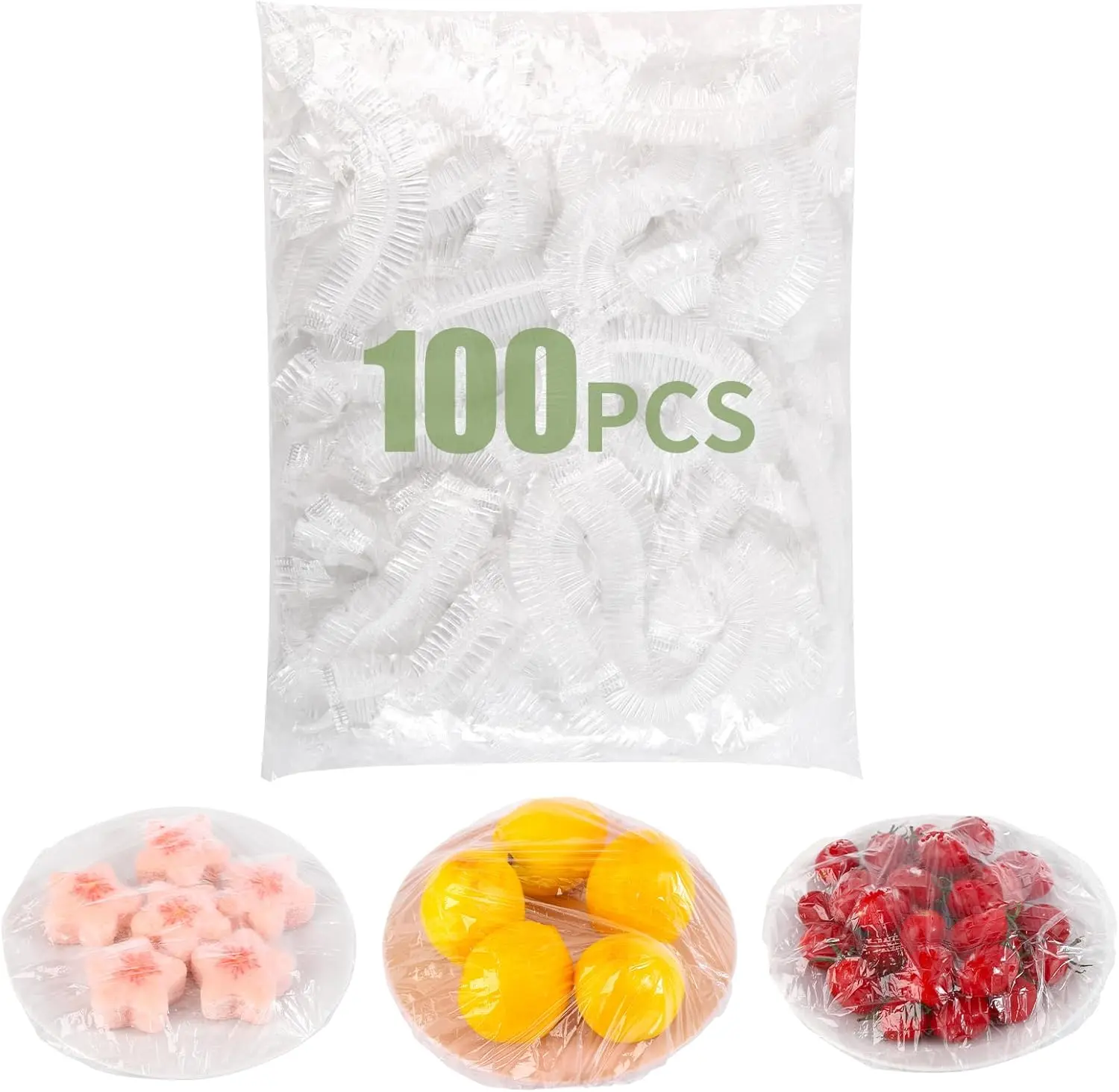 Plastic Bowl Covers 100pcs Elastic Reusable, Shower Caps for Sourdough Bread Proofing, Outdoor Food Covers to keep Bugs Away, Stretch Bowl Covers for Outside, Rising, Fly, Picnic, Fridge