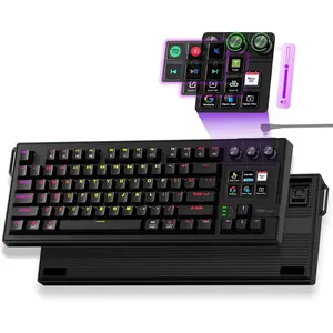 K1 Pro Macro Keyboard, Wired Only Full-Key Programmable -Board Keypad, Custom Gaming Streaming Mechanical Keyboards with Screen & Knob, Gasket, RGB Backlit, Hot Swappable Shortcut Pad