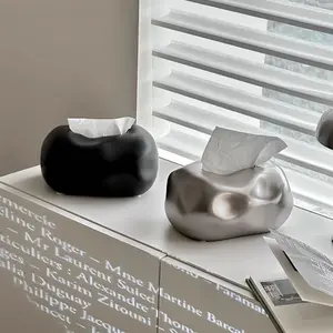 Luxury high-end ceramic tissue box, sophisticated home-use creative tissue holder, dining table tissue box, home decor ornament