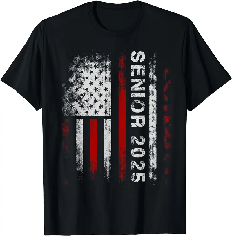 Senior 2025 American Flag Shirt USA Graduation Class of 2025 T-Shirt