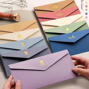 5pcs/package 230g Colorful Envelopes, Unique Envelopes, Gold Foil Envelopes, Cash Envelopes, Gift Envelopes, Kraft Paper Envelopes, Vintage Envelopes, Customizable