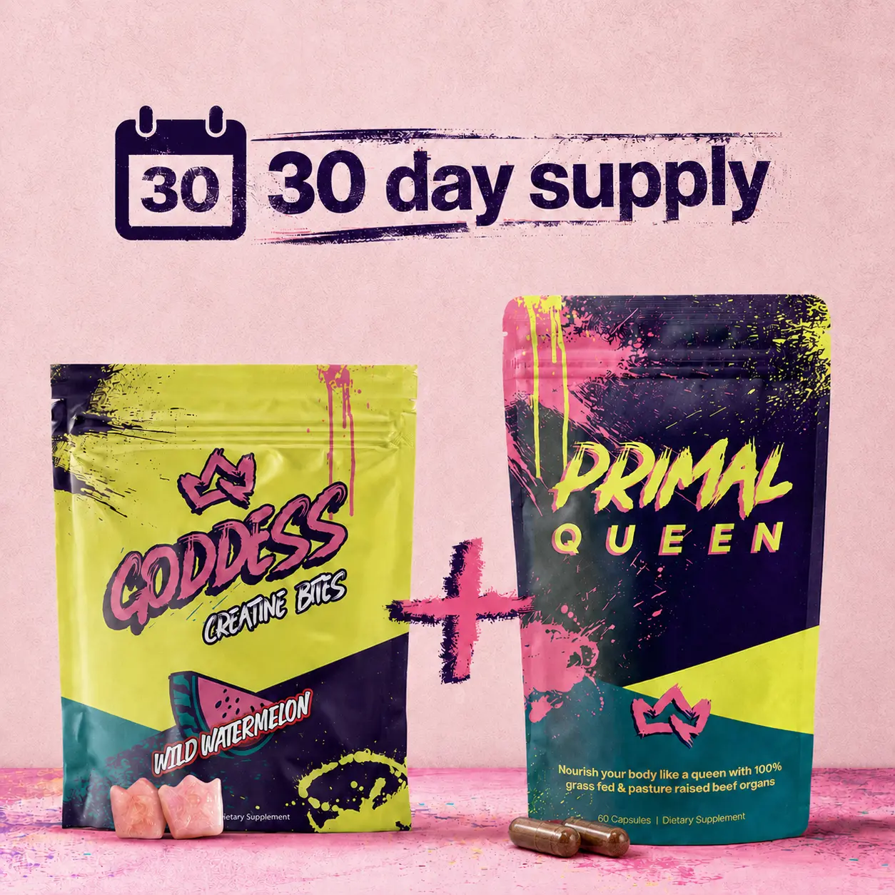 Primal Queen Goddess Bundle *TikTok Exclusive* | Beef Organ Capsules + Goddess Creatine Bites, 30 Day Bundle