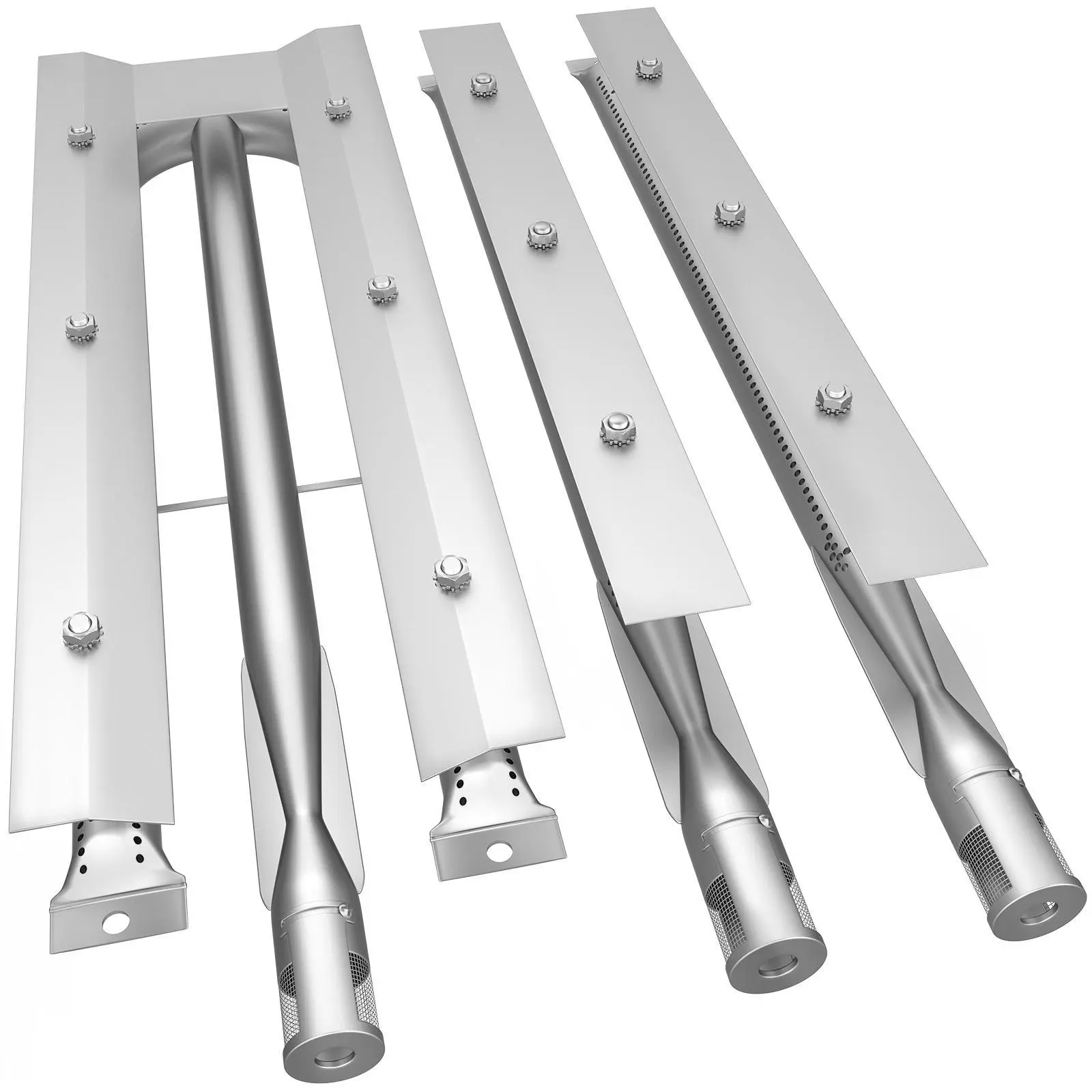 【Summerfinds】VEVOR BBQ Burners Replacement,  , Stainless Steel Burner Grill Part Kit, 3 Packs BBQ Burners Replacement, Grill Burner Replacement with Air Flap Barbecue Replacement Parts with Evenly Burning for Gas Gri