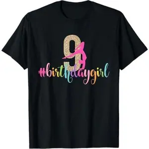 9th Birthday Gymnastics Girls Rainbow Party Gymnast T-Shirt