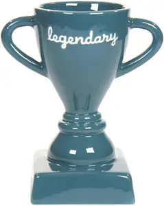 Legendary Ceramic Trophy Cup for Dad - Unique Desktop Organizer & Gift for Father's Day, Birthdays, and Special Occasions - Durable Teal Ceramic Design