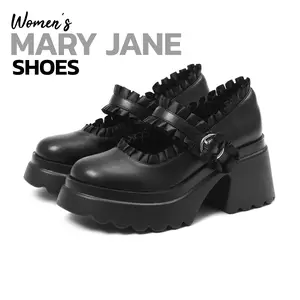 Platform Mary Jane Shoes For Women Round Toe Chunky Block High Heel Buckle Strap Fashion Retro Chic Party Date Festival Dress Concert Cosplay Gothic Pumps