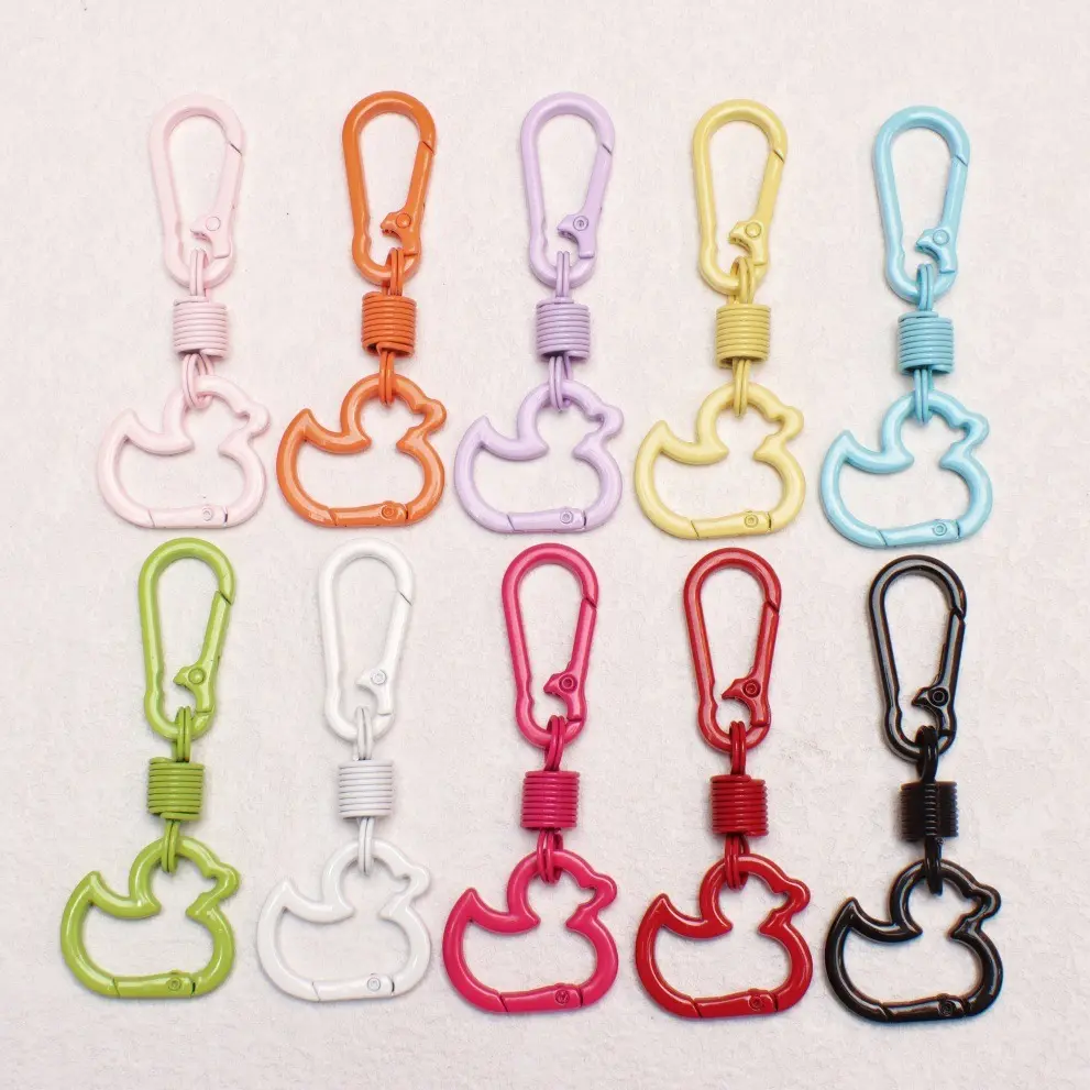 Cute Multi-Color Mini Duck Keychains with Anti-Theft Clasp, Cartoon Duck Pendant Key Ring for Bag & Key Decoration