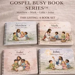 4 Gospel Busy Book Set for Toddlers | Matthew Mark Luke John Bible Activity Books Ages 2–6 | Christian Quiet Book Bundle | Sunday School Curriculum | Faith Toy