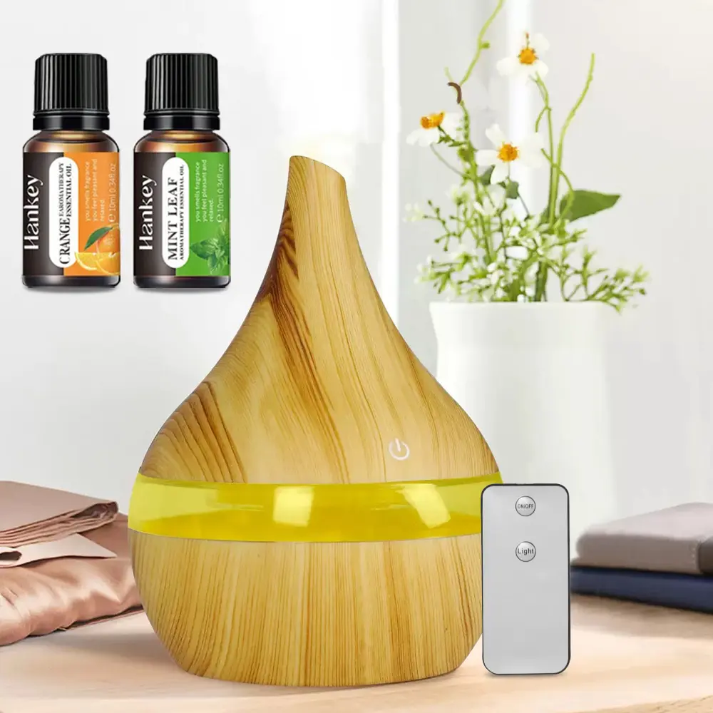 Hankey 300ml Quiet USB Humidifier with Night Light Remote Control for Desk Nursery Car Travel Essential Oil Diffuser