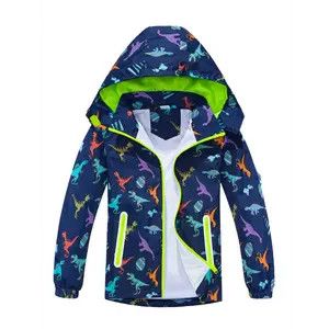 Boys Dinosaur Rain Jacket Kids Waterproof Outerwear Removable Hood Lightweight Hooded Mesh Lined Raincoat Windbreaker umbrella  hat Women's Snow Garden Boots Collapsible Vampire Umbrella  Multicolor rain  pants Hi Vis Safety Suit
