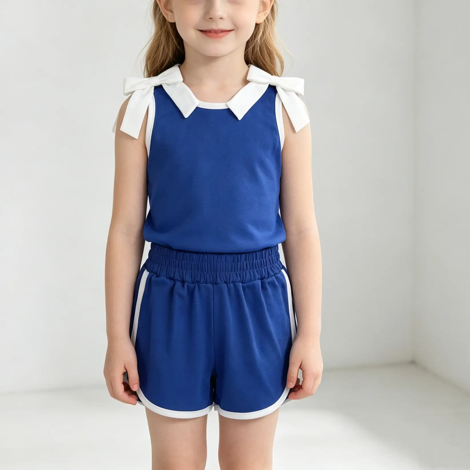 Little Girls' Game Day Football Cheerleading Set, Comfort Stretch Fabric Outfit for Kids' Cheer Events