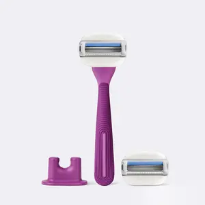 Flamingo Moisture Plus Razor Set with 2 Blade Cartridges & Moisture Bars for Close Shave Comfortable Handle Stainless Steel Blades Body Care