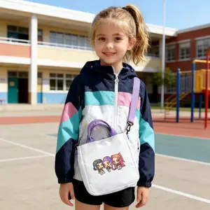 Teenagers' K-Pop & Anime Themed Printed Crossbody Bag — Adjustable, High-Capacity Shoulder Bag