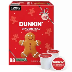 Dunkin' Gingerbread Coffee, K-Cup Pods, Medium Roast, 22/Box, 4 Boxes/Carton