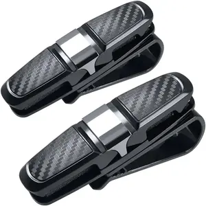 2 Pack Glasses Holders for Car Sun Visor, Sunglasses Eyeglasses Mount with Ticket Card Clip - Black