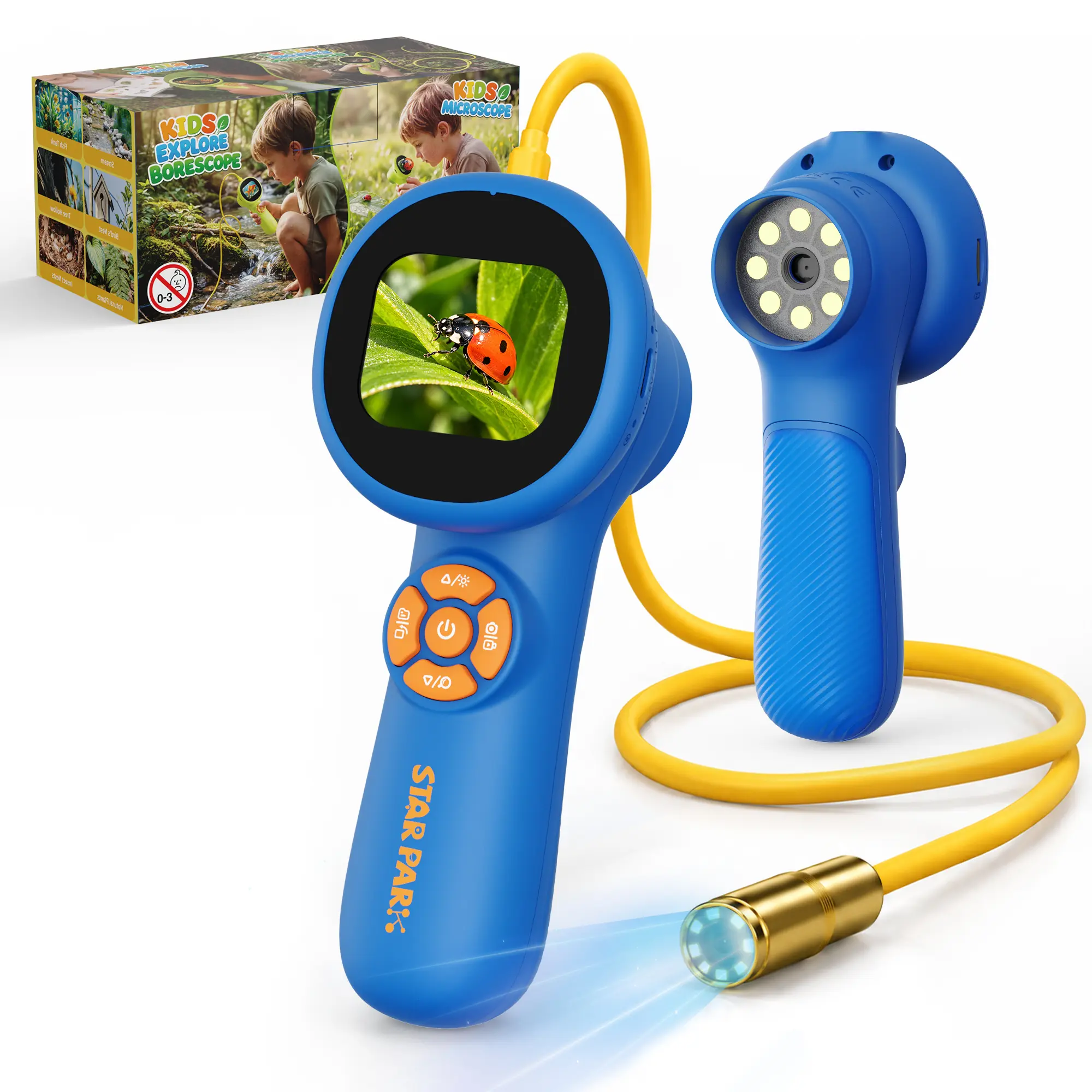 Rechargeable Kids Borescope Snake Camera Toy with Light: STEM Science Educational Birthday Gift Ideas for 4 5 6 7 8 9 10 Years Old Boys Girls Outdoor Nature Exploration Activities