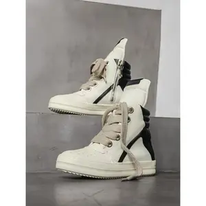 Men’s high-top sneakers featuring a space leather upper, colorblock design, thick sole, anti-slip wear-resistant construction, and a comfortable breathable lining.