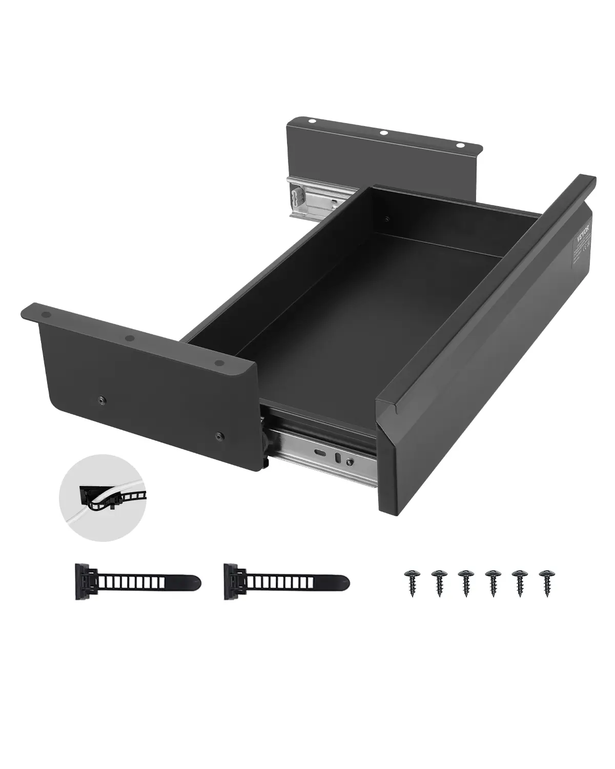 【summerfinds】VEVOR 16" Wide Under Desk Drawer Slide Out, Under Desk Mounted Pull-out Drawer Attachment, Hidden Desktop Storage Organizer, Under Table Pencil Drawer for office Home Sit Stand Workstation, 17x9x4 in