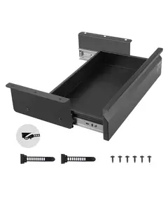 VEVOR 16" Wide Under Desk Drawer Slide Out, Summervibes, Under Desk Mounted Pull-out Drawer Attachment, Hidden Desktop Storage Organizer, Under Table Pencil Drawer for office Home Sit Stand Workstation, 17x9x4 in