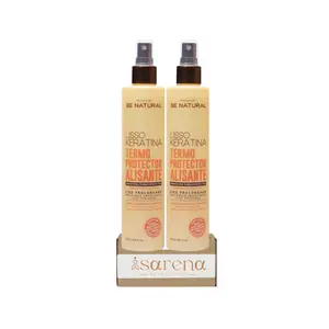 2 Pack Be Natural Termoprotector Alisante Lisso Keratina Thermoprotector with Keratin 250ml - Protects Dry & Damaged Hair - Silky Smooth Daily heat spray