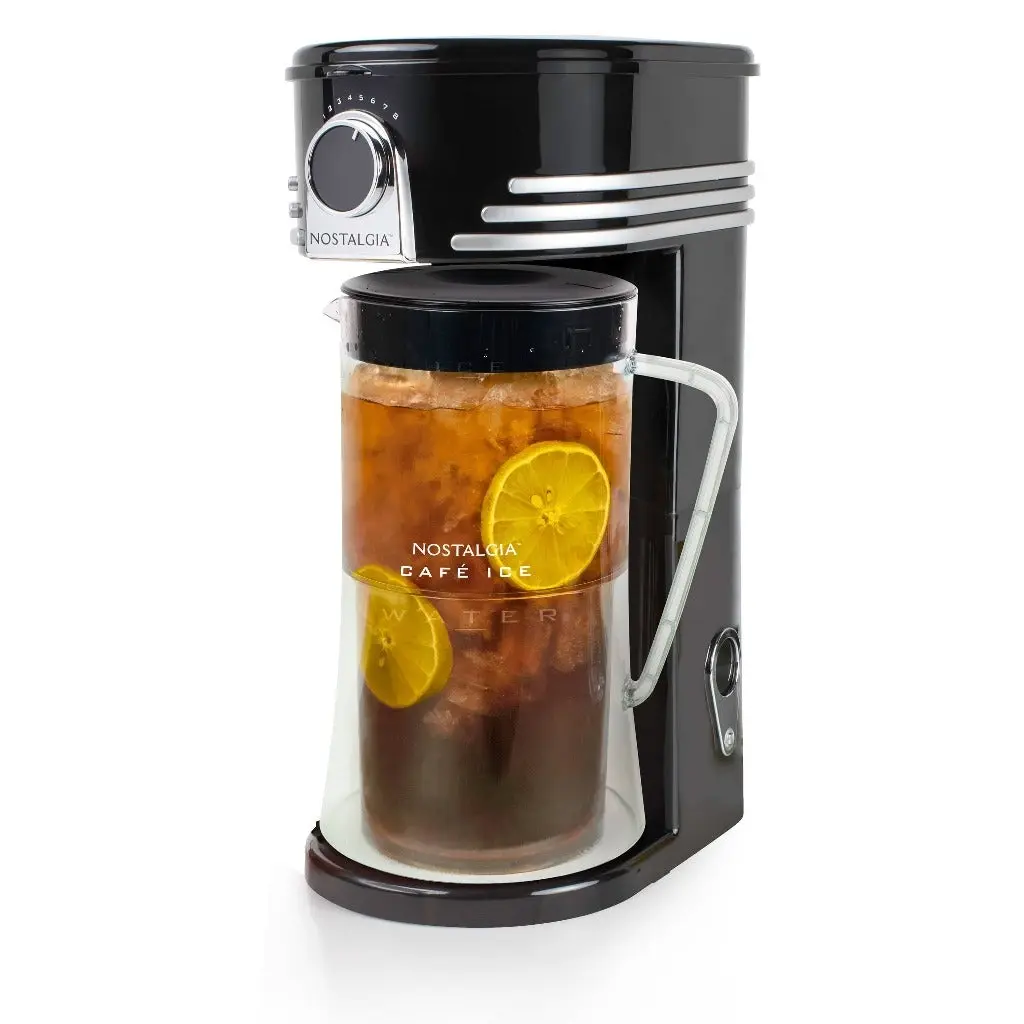 Café' Ice 3-Quart Iced Coffee and Tea Brewing System with Plastic Pitcher, Black