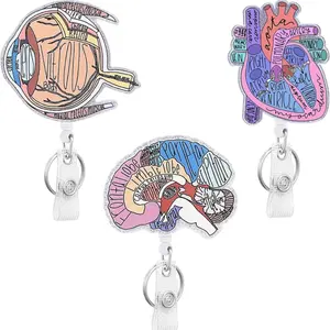 3 Pack Badge Reels With Retractable ID Name Card With Alligator Clip
