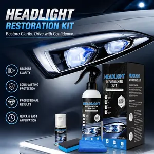 Car Headlight Restoration Kit, Auto Headlamp Lens Cleaner Polish Tool with Protective Coating for Fixing Yellowed, Oxidized, Cloudy, Blurred Lenses – Automotive Detailing & Refurbishment Set