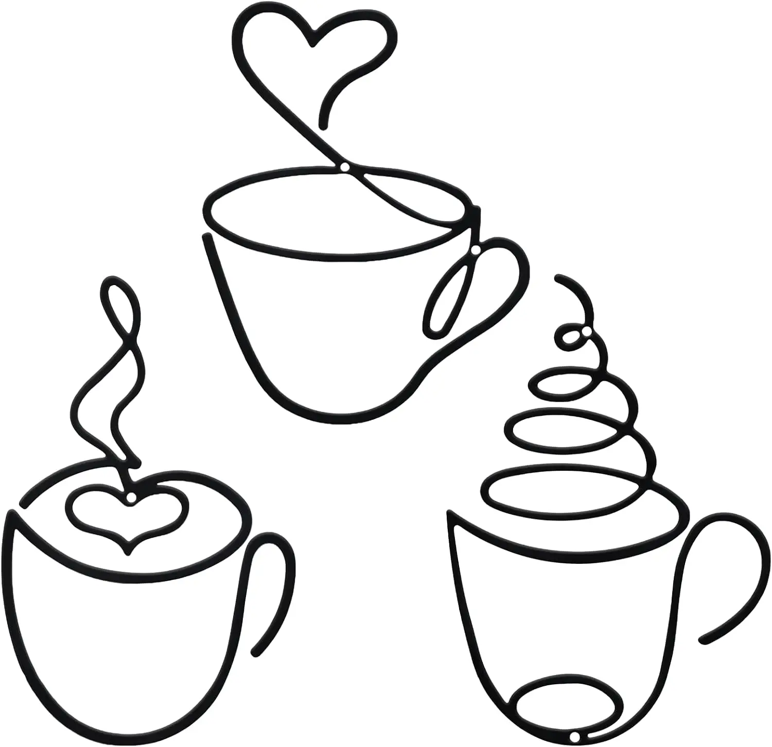 3 Pcs Coffee Cup Metal Wall Art Metal Coffee Sign Wire Hanging Bar Decor Vintage Cup Sign Cafe Themed Decor for Restaurant Kitchen Shop Home Office
