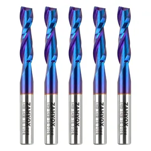 5Pack - S1416 Solid Carbide nACo Coated Upcut Spiral Router Bit - 2Flutes - 1/4 SD - 1/4 CD - 1 CL - 2-1/2 OL