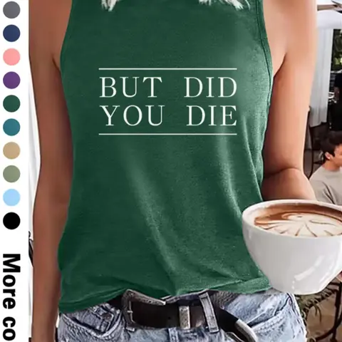 Fashionable Women's Letter Print Round Neck Casual Sleeveless Sport Tank Vest, Comfortable Soft Fabric, Available in 12 Colors, Perfect for All Seasons, Sleeveless Printed Top