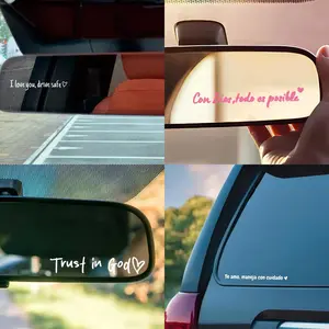 3pcs I Love You Drive Safe Waterproof Vinyl Car Sticker Universal Rearview Mirror Decorative Decal for Vehicle Interior