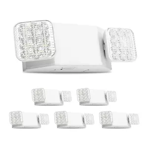 VEVOR 6 Pack Emergency Lights for Business, with Battery Backup, Commercial LED Emergency Exit Lighting Fixtures, AC 120/277V, with Two Square Head Adjustable, 90-Minute Backup, for Business, White
