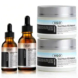VGO Skincare Set: Vitamin C Facial Serum Essence,30ml Skincare Cleanser-B3 Skin care cream Cleanser Daily Gentle Facial Wash Cleansing Comfort Acne Radiance Hydrate Skin Repair Moisturize Hydrating Retinol Moisturizer with Collagen piel luminosa