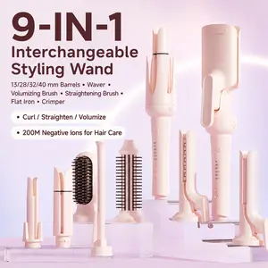 All-in-One Automatic Hair Styler Set with Interchangeable Attachments, Negative Ion Technology