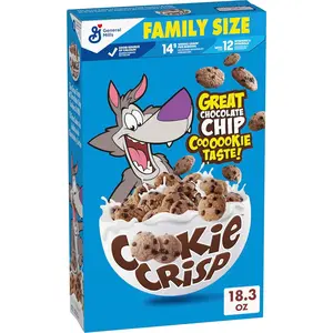 Cookie Crisp Breakfast Cereal, Chocolate Chip Cookie Taste, Made with Whole Grain, Family Size, 18.3 oz