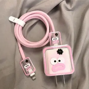 Apple Cartoon Data Line Charging Head Protection Set, Phone Charger Protector Case, Fast Charge iPhone Pd20w Cable Organizer, Cable Tidy