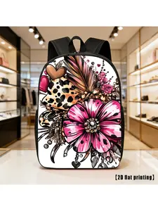 Leopard Print Bow Backpack - Large-Capacity Unisex Bookbag with Adjustable Straps & Bow, Laptop Carrier Suitable for Hiking, Commuting, Travel, Frame for Outdoor Adventures (Hand Washable)