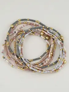 9pcs Bohemian Handmade Beaded Stretch Bracelet Set, Boho Style Bracelet, Multi-Layer Stackable Bracelets, Ideal for Women's Daily, Vacation, Party Wear