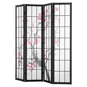 VEVOR Room Divider, TikTokShopBlackFriday, 4 Panel Japanese Room Divider Screen, Wood Folding Privacy Screen Indoor, Japanese Partition Portable Decoration Dividers, for Room Separation Home Office Restaurant & Bedroom
