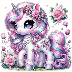 Cartoon Unicorn Pattern DIY Diamond Arts Colorful Painting Kit without Frame, DIY 5D Diamond Arts Colorful Painting Kit, Wall Art Decor for Home, Diamond Painting Kits