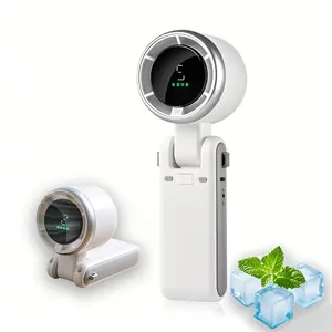 Foldable Handheld Fan, Digital Display, Portable High Speed Rechargeable 10000mAh Mini Turbo Fan, 5 Speed Adjustable Personal Small Pocket, Gifts for Women Men Travel Camp Outdoor Office