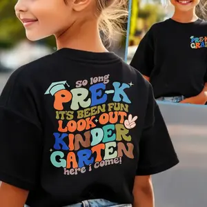 So Long Pre-K Kindergarten Here I Come T-Shirt, Graduation Look Out Kinder Tee, Retro Groovy Colorful Kids Back to School Shirt for Pre-K Grads