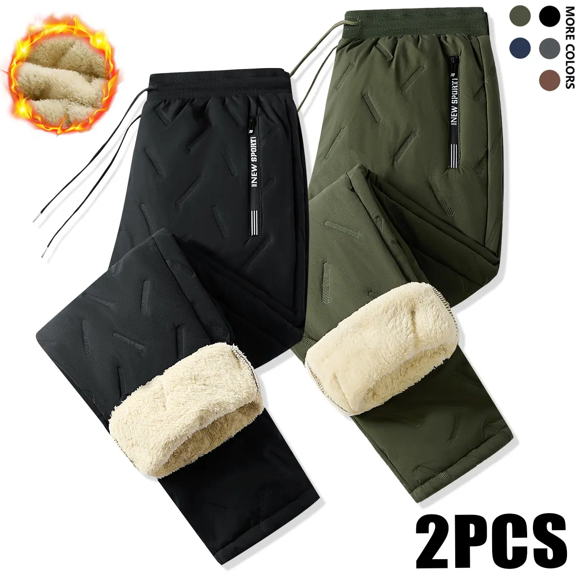 Men's 2-Piece Thermal Lounge Set, Casual Fitted Waffle Knit Top and Pants Outfit with Drawstring Waist and Pockets, No, Pocketed