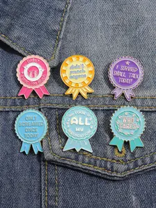 6pcs/set Overcoming Social Anxiety Medals Enamel Pins Funny Quotes I Survived Small Talk Today Didn't Punch Anyone Only Screamed Once Today Award Collection Alloy Brooches Lapel Backpack Badge Fashion Jewelry Accessories Gifts for Friends