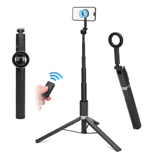 Magnetic Selfie Stick Tripod for iPhone and Android, 65" Phone Tripod Compatible with MagSafe, Magnetic Cell Phone Tripod for TikTok/Vlog/Video Recording, Compatible with iPhone & Android and Other Phones with Metal Ring